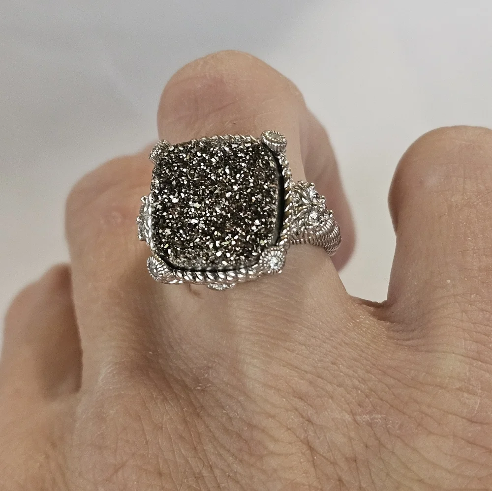 Genuine Judith Ripka Druzy Quartz Ring in Sterling Silver Size 7! - Picture 7 of 7
